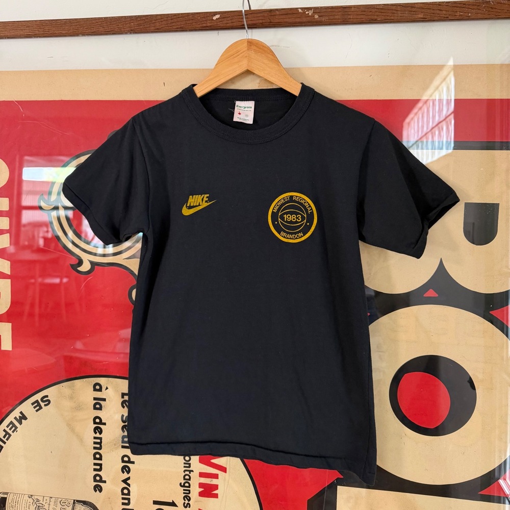Vintage 1983 Nike Midwest Regional Brandon Basketball T-Shirt Black Mens M